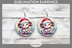 Christmas Ram v4 Entangled in Lights Round Earrings PNG Product Image 1