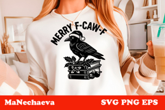 Funny Christmas Raven SVG | Merry F-CAW-F Sublimation Product Image 1