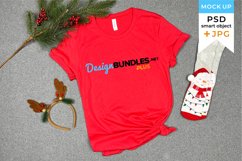 Red tshirt mockup Christmas | Red Bella Canvas Mockup Product Image 1