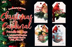 Christmas Cardinals Printable Gift Tags &amp; Sheet Product Image 1