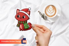 Christmas Red Cat Sticker, Christmas Cat, Festive Kitty Product Image 1