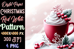 Christmas Red White Digital Paper Pattern Product Image 1