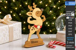3D Christmas Reindeer Stand Table Decor Laser Cut | Holidays Product Image 1