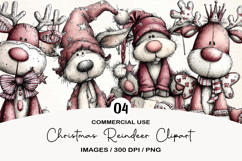 Christmas Reindeer Clipart Sublimation Product Image 1