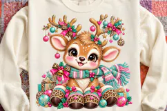 Christmas Reindeer Clipart , Whimsical Holiday Sublimation Product Image 1