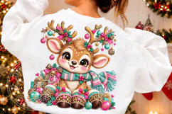 Christmas Reindeer Clipart , Whimsical Holiday Sublimation Product Image 2