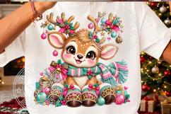 Christmas Reindeer Clipart , Whimsical Holiday Sublimation Product Image 3