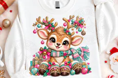 Christmas Reindeer Clipart , Whimsical Holiday Sublimation Product Image 4