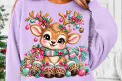 Christmas Reindeer Clipart , Whimsical Holiday Sublimation Product Image 5