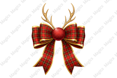Christmas Reindeer Coquette bow Png Product Image 1