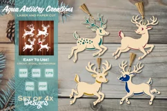 Reindeer Laser Cut Christmas Ornaments - 4x SVG Templates Product Image 1