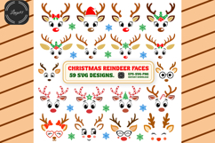 Christmas Reindeer Faces SVG Bundle - Cute Holiday Animal Product Image 1