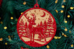 Christmas Reindeer Forest Ornament Laser Cut SVG Product Image 2