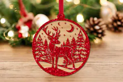 Christmas Reindeer Forest Ornament Laser Cut SVG Product Image 3