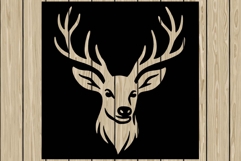 Christmas reindeer head stencil silhouette SVG Product Image 1