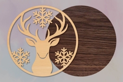 Christmas Reindeer Head Round Sign SVG Product Image 2