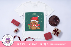 Christmas animals Reindeer hug gift kawaii cliparts png Product Image 2
