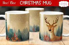 Christmas deer mug sublimation wrap PNG 11oz 15oz Product Image 1
