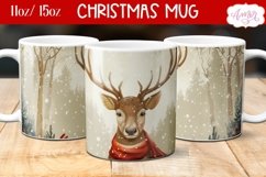 Cute Christmas deer mug sublimation wrap PNG 11oz 15oz Product Image 1