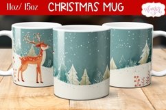 Cute Christmas deer mug sublimation wrap PNG 11oz 15oz Product Image 1