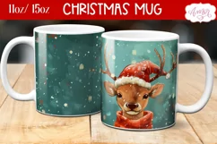 Cute Christmas deer mug sublimation wrap PNG 11oz 15oz Product Image 1