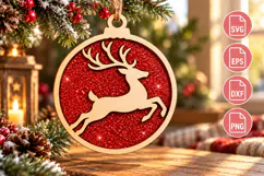 Christmas Reindeer Ornament Laser Cut Product Image 2
