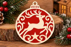 Christmas Reindeer Ornament Laser Cut SVG Product Image 2