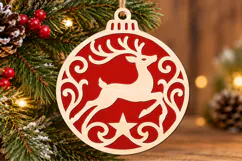 Christmas Reindeer Ornament Laser Cut SVG Product Image 3