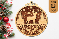 Christmas Reindeer Ornament SVG Laser Cut Product Image 1