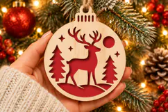 Christmas Reindeer Ornament SVG, Laser Cut Forest Decor Product Image 2