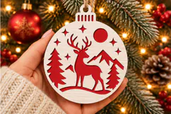 Christmas Reindeer Ornament SVG, Laser Cut Mountain Scene Product Image 2