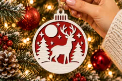 Christmas Reindeer Ornament SVG, Laser Cut Winter Forest Product Image 2