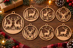 Christmas Reindeer Ornaments SVG, Holiday Decor Design File Product Image 1