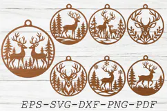 Christmas Reindeer Ornaments SVG, Holiday Decor Design File Product Image 2