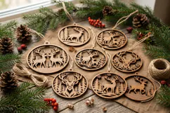 Christmas Reindeer Ornaments SVG, Holiday Decor Design File Product Image 4