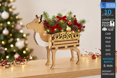 Christmas Reindeer Planter Decor Laser Cut | 3D Reindeer Product Image 1