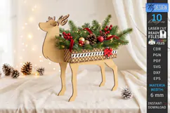 Christmas Reindeer Planter Decor Laser Cut | 3D Reindeer Product Image 1