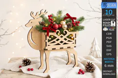 Christmas Reindeer Planter Decor Laser Cut | 3D Reindeer Product Image 1