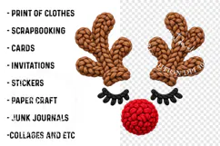 Christmas Reindeer PNG, Knitted Red Nose Face Sublimation Product Image 3