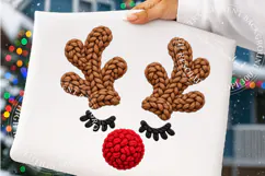Christmas Reindeer PNG, Knitted Red Nose Face Sublimation Product Image 4