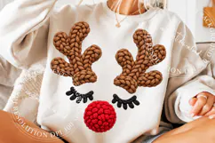 Christmas Reindeer PNG, Knitted Red Nose Face Sublimation Product Image 5