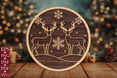 Christmas Reindeer Round Sign SVG Product Image 1