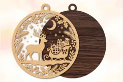 Christmas Reindeer Sleigh Laser Cut SVG Product Image 2