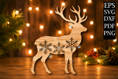 Christmas Reindeer Snowflake Laser Cut SVG Product Image 1