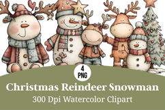 Christmas Reindeer Snowman Clipart Product Image 1