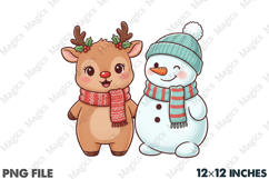 Christmas Reindeer Snowman PNG Product Image 1