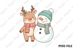 Christmas Reindeer Snowman PNG Product Image 1