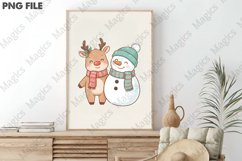 Christmas Reindeer Snowman PNG Product Image 3