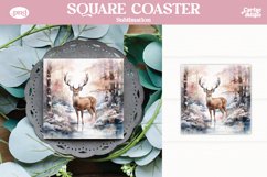 Christmas Reindeer Square Coaster Sublimation