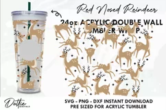 Rudolph Red Nose Reindeer Starbucks 24oz Acrylic Tumbler Cup Product Image 1